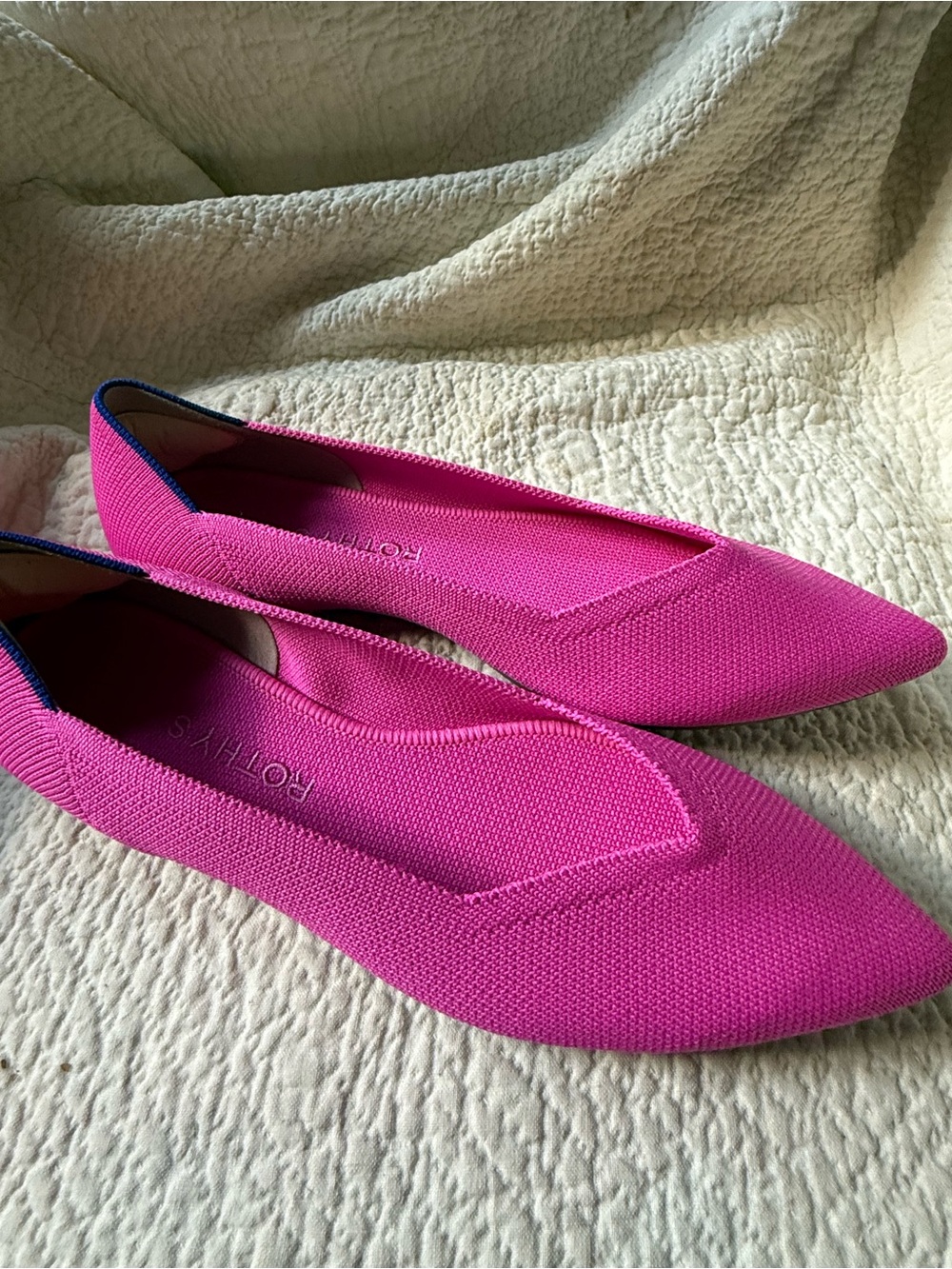 Rothy’s The Point Hot Pink Fuchsia Knit Ballet Flats Women’s Size 8.5